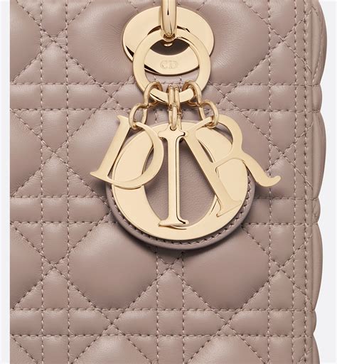 Medium Lady Dior Bag Warm Taupe Cannage Lambskin 